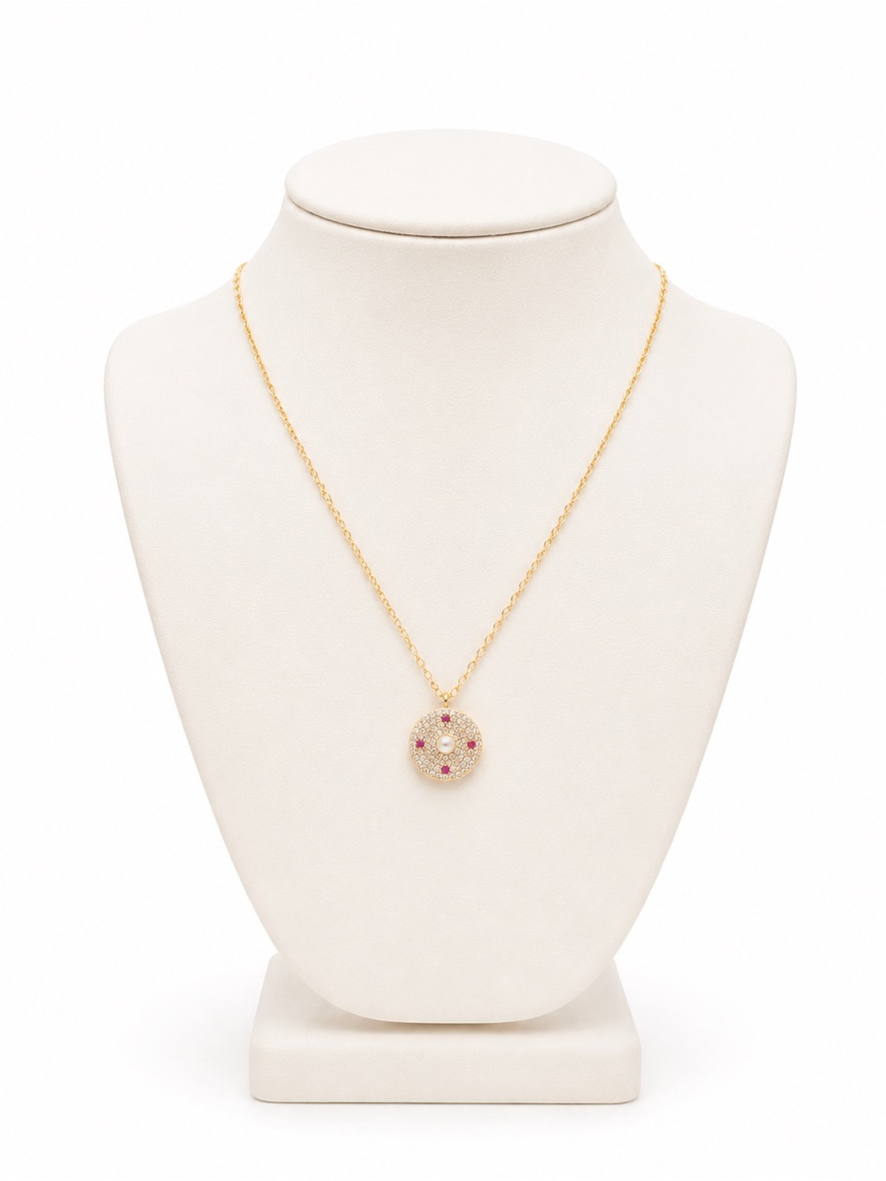 New Freida Rothman 925 Sterling Gold plated crystal and pearl Pendant Necklace - Picture 2 of 4
